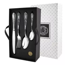 Silver-plated Jasmine cutlery set with blackening