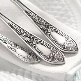 Silver-plated Jasmine cutlery set with blackening