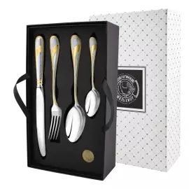 Silver-plated cutlery set "Festive" with gilding, for 6 people in cases