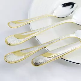 Silver-plated cutlery set "Festive" with gilding, for 6 people in cases