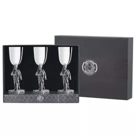 Silver-plated set of glasses "Hussar with a pipe" with blackening, for 3 persons