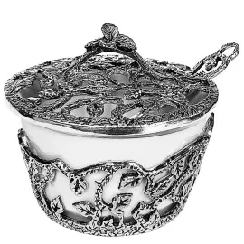 Серебряная солонка "Листопад" с чернением