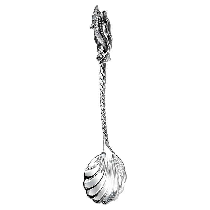 Silver caviar bowl "Sturgeon" with a spoon
