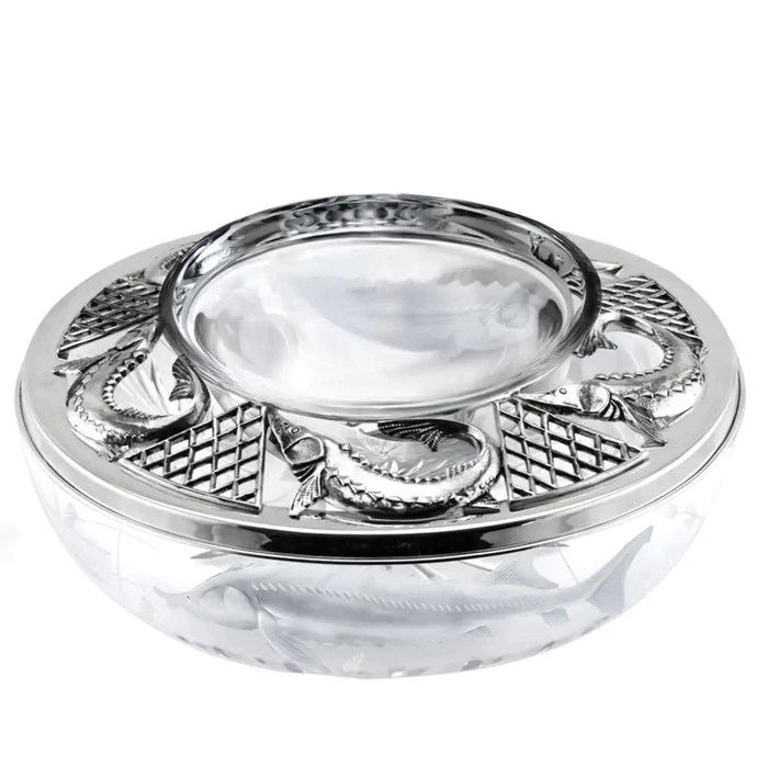 Silver caviar bowl "Sturgeon" with a spoon