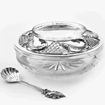 Silver caviar bowl "Sturgeon" with a spoon