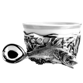 Серебряный набор для специй "Рыба" с чернением