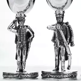 Silver-plated set of Ata-Baty glasses, polished, with blackening, for 6 persons