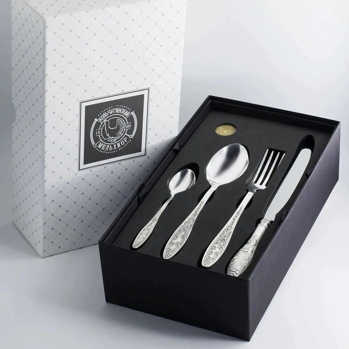 Silver-plated table set "Morozko": fork, spoon, knife, teaspoon