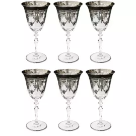 Набор бокалов для вина на 6 персон, прозрачный с платиновым декором