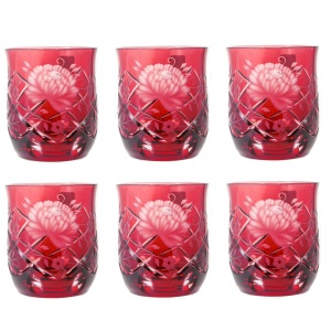 Set of 6 crystal glasses "Rose Ruby"
