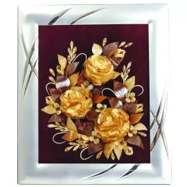 Amber panel "Bouquet of roses" on a red background