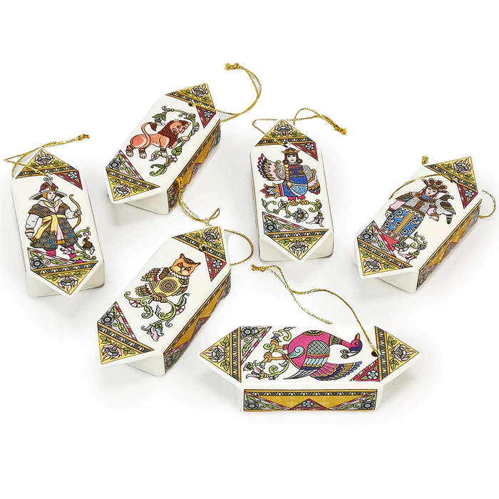 A set of corporate Christmas tree toys made of porcelain "Candy. Russian epics"