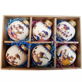 Набор корпоративных ёлочных шаров из фарфора 6шт "Скоморохи"