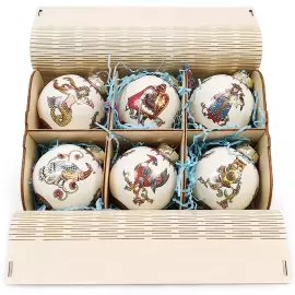 Набор корпоративных ёлочных шаров из фарфора 6шт "Русские былины"