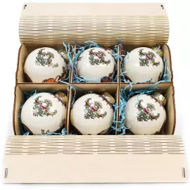 Набор корпоративных ёлочных шаров из фарфора 6шт "Русские былины"