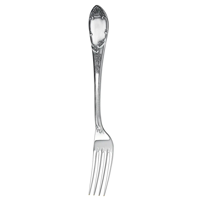Silver table set "Prestige": a dining fork, a dining spoon with blackening in a case