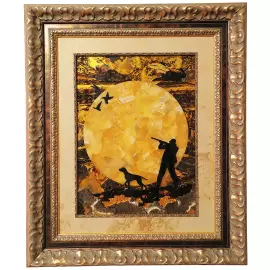 Эксклюзивное панно из янтаря "Охота"
