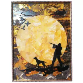 Эксклюзивное панно из янтаря "Охота"