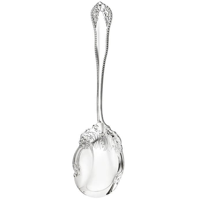 Silver spoon for salad "Patterns" in a case