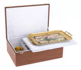 Tea set with samovar "Peacock" for 4 persons, with lapis lazuli, Zlatoust