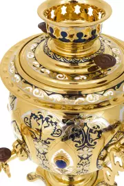 Tea set with samovar "Peacock" for 4 persons, with lapis lazuli, Zlatoust