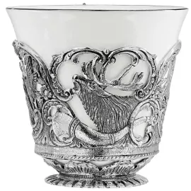 Серебряный чайный набор "Королевская охота": ложка, чашка, чайник