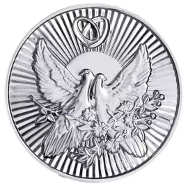 Серебряный набор для шампанского "Совет да любовь": монета, фужер