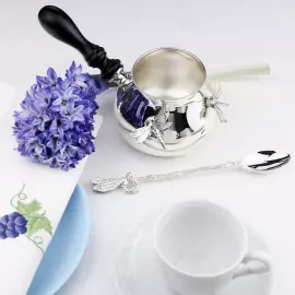 Серебряный набор для кофе "Стрекоза": ложка, турка, на 1 персону