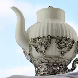 Чайник из серебра и фарфора "Симфония"