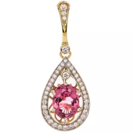 Подвеска из желтого золота с турмалином и бриллиантами