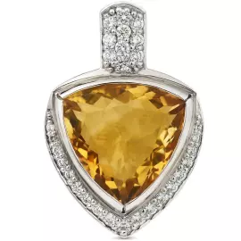 Подвеска "Сhevron" из белого золота с цитрином и бриллиантами