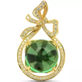 Подвеска из желтого золота с празиолитом и бриллиантами