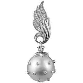 Подвеска "Слезы ангела" из белого золота с жемчугом и бриллиантами