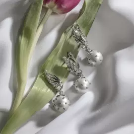 Подвеска "Слезы ангела" из белого золота с жемчугом и бриллиантами