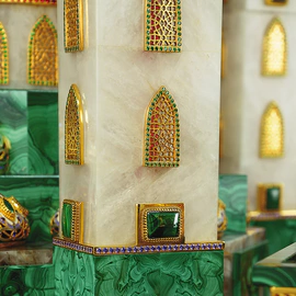 Tabletop mosque-repository for the Quran "Al-Malikiti Masjid" (Malachite Mosque)