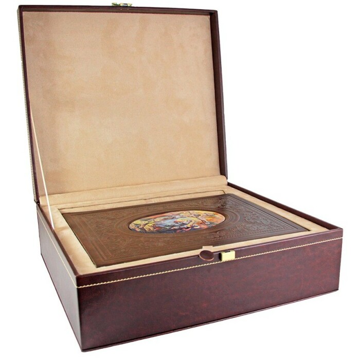 Leather-bound book "The Bible" in a gift box