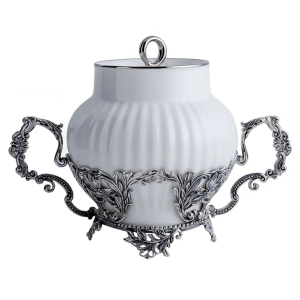 Silver sugar bowl "Symphony" with blackening