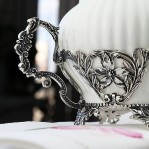 Silver sugar bowl "Symphony" with blackening