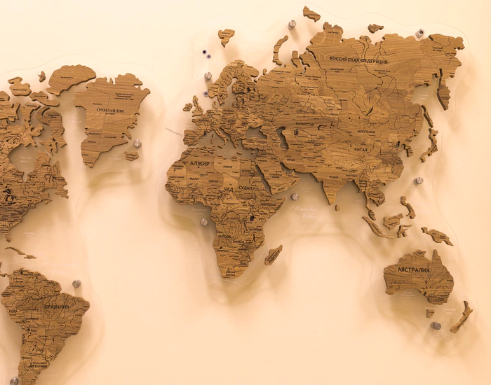 Solid oak world map, custom made