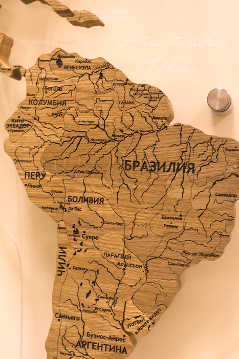 Solid oak world map, custom made