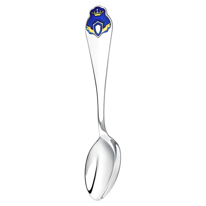 Silver children's CD set "Prince": fork, mug, spoon with gilt and enamel