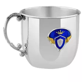 Серебряный детский набор КД "Принц": вилка, кружка, ложка с позолотой и с эмалью, на 1 персону