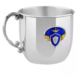 Набор детский серебряный КД "Принц": блюдце, кружка, ложка с позолотой и с эмалью, на 1 персону