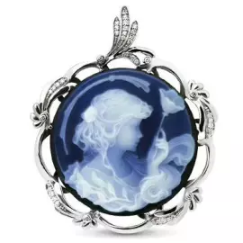 Подвеска "Моя прекрасная леди" из белого золота с агатом и бриллиантами