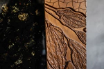 Walnut and amber panels "Cranes"