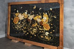 Walnut and amber panels "Cranes"