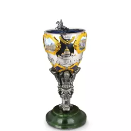 Яйцо-шкатулка из серебра на нефрите "Санкт-Петербург"