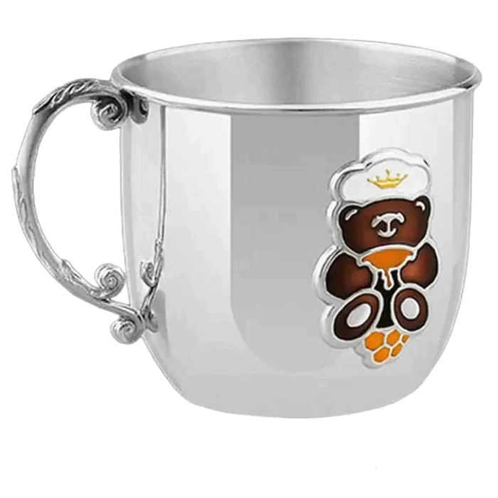 Children's silver cup CD "Mishka" with enamel