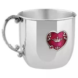Набор детский серебряный КД "Сердце": кружка и ложка с позолотой с эмалью