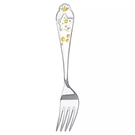 Набор детских серебряных столовых приборов КД "Звезда": вилка и ложка с позолотой, на 1 персону